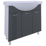 Тумба под раковину, 3 двери, 1000, коллекция (Афина, Santec (Эльбрус), Основной, Белый снег, Графит древесный)