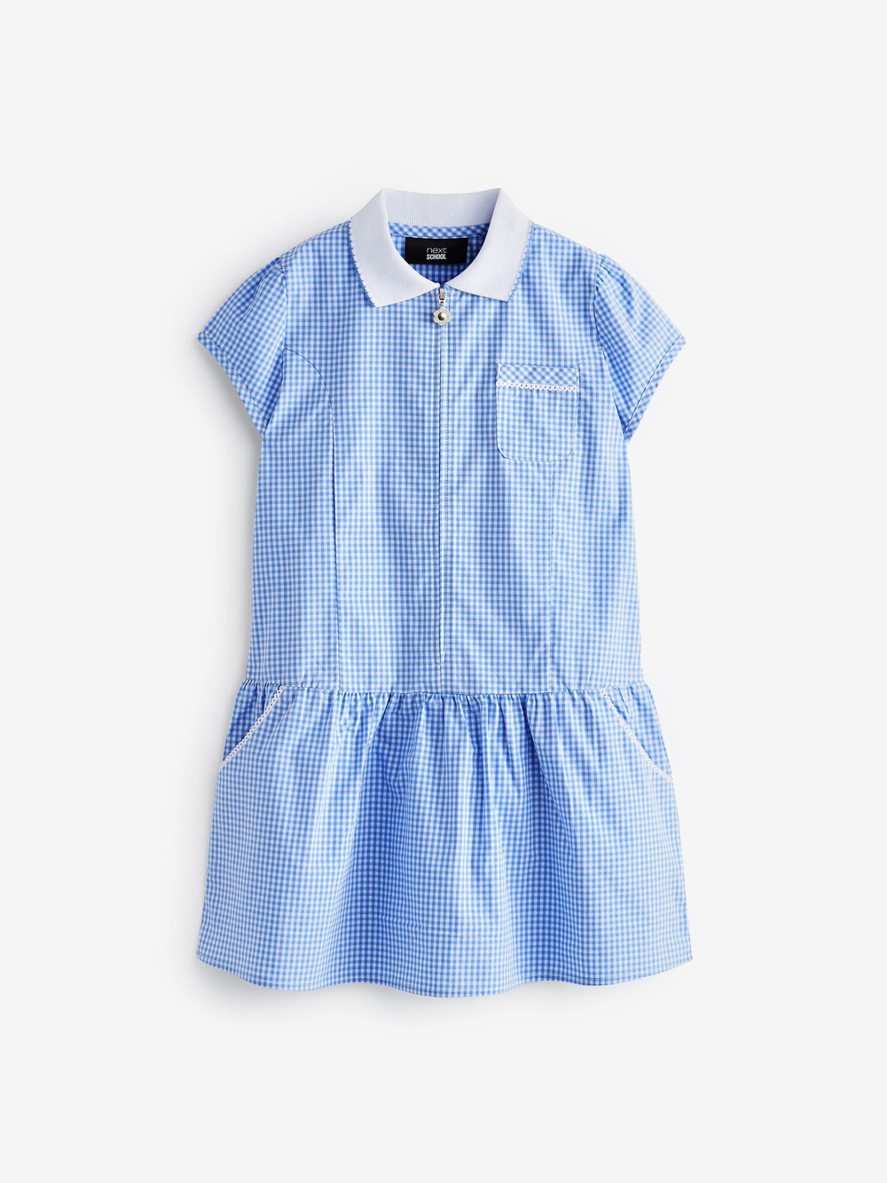 Платье школьное на молнии для девочки Next M82-268, Белый, Голубой