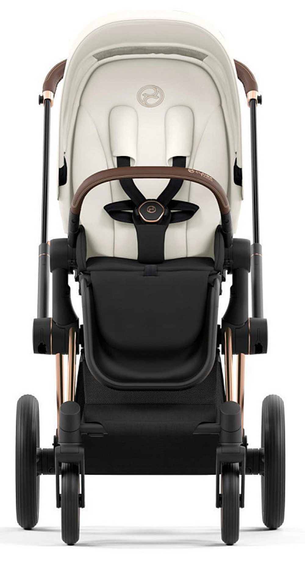 Коляска 3 в 1 Cybex Priam IV Rosegold и автокресло Cloud G i-Size Moon Black Plus Off White