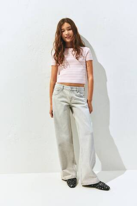 H&M Джинсы Wide Leg Low, светло-серый
