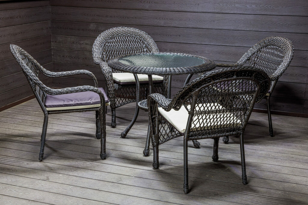 Садовый комплект из искусственного ротанга Мэдисон НЬЮ (Medison NEW) стол круглый D90 + 4 кресла с подушками на сиденье