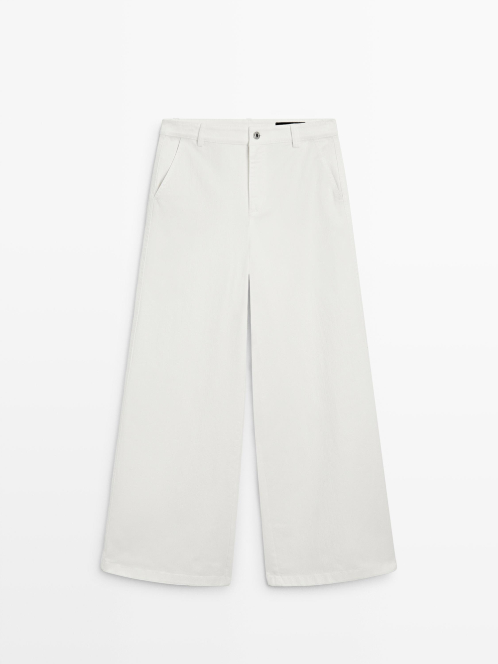 Massimo Dutti Джинсы-палаццо с высокой талией, белый
