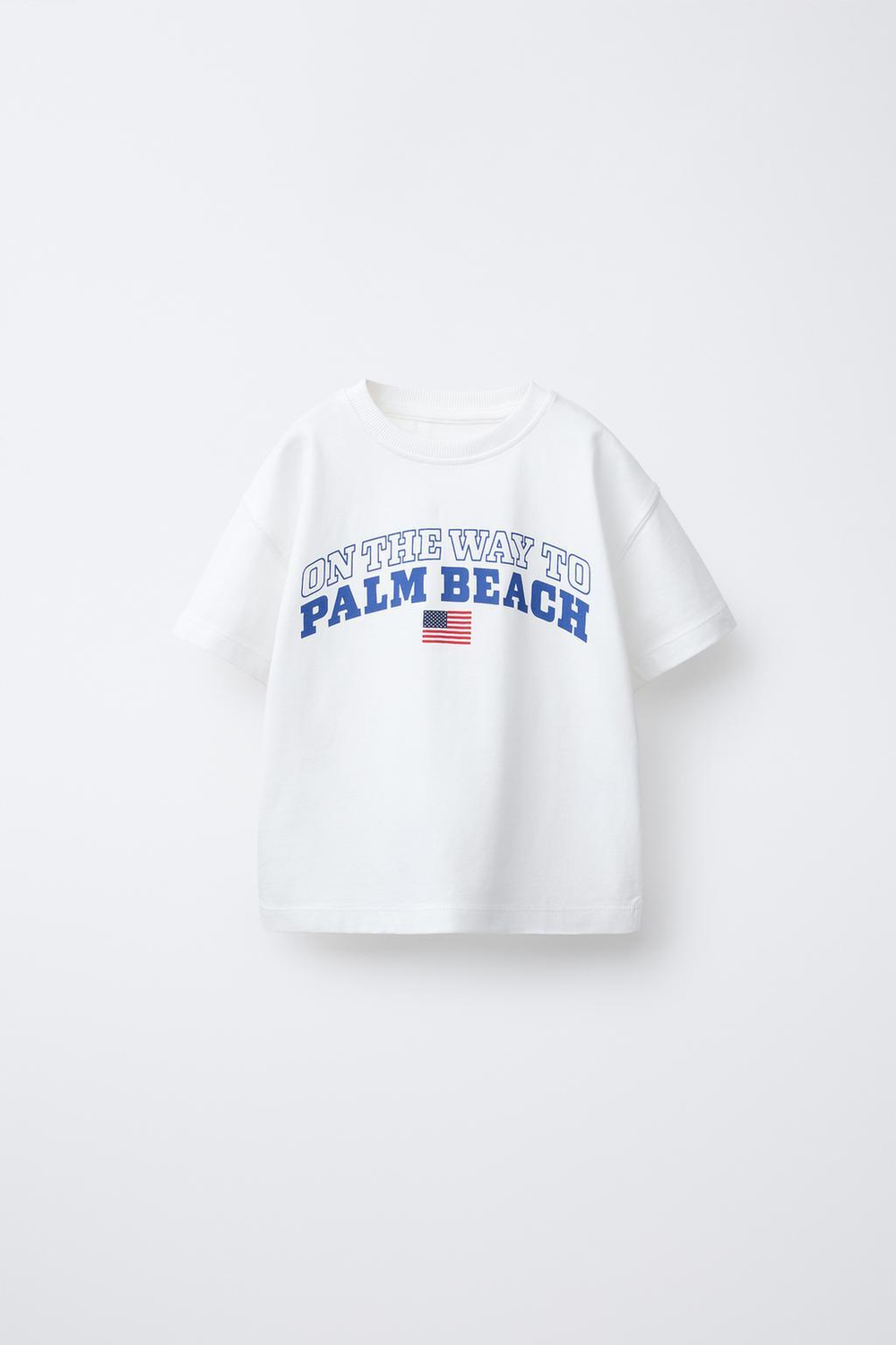 ZARA ФУТБОЛКА С ПРИНТОМ В СТИЛЕ ПРЕППИ, БЕЛЫЙ