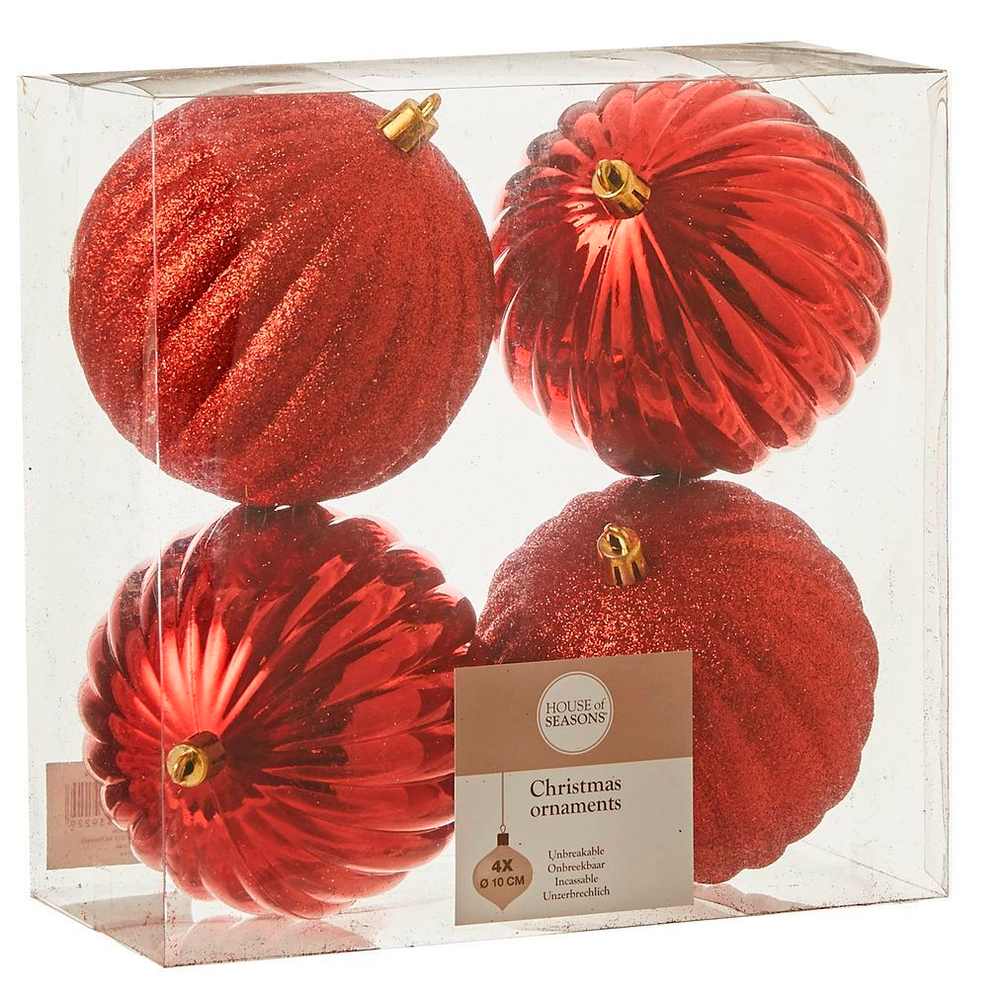 Набор шаров 4шт 10см House of Seasons красный