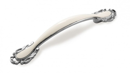 Ручка-скоба 96мм белая с хромом 11190   DV