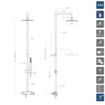 Душевая система без излива с регулировкой высоты BLAUTHERM 937402RPK225