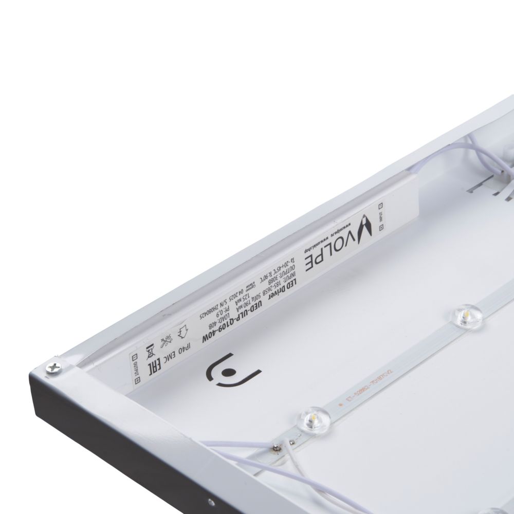 ULP-Q109 6060-40W-6500K WHITE Светильник светодиодный потолочный универсальный. Дневной свет 6500K равномерный. Рассеиватель матовый. В комплекте с и-п. Корпус белый. ТМ Volpe