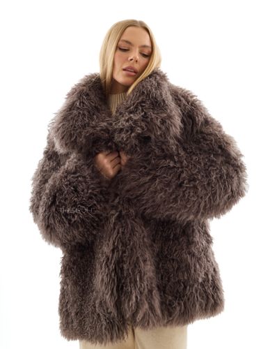 Шоколадная шуба из овчины калган