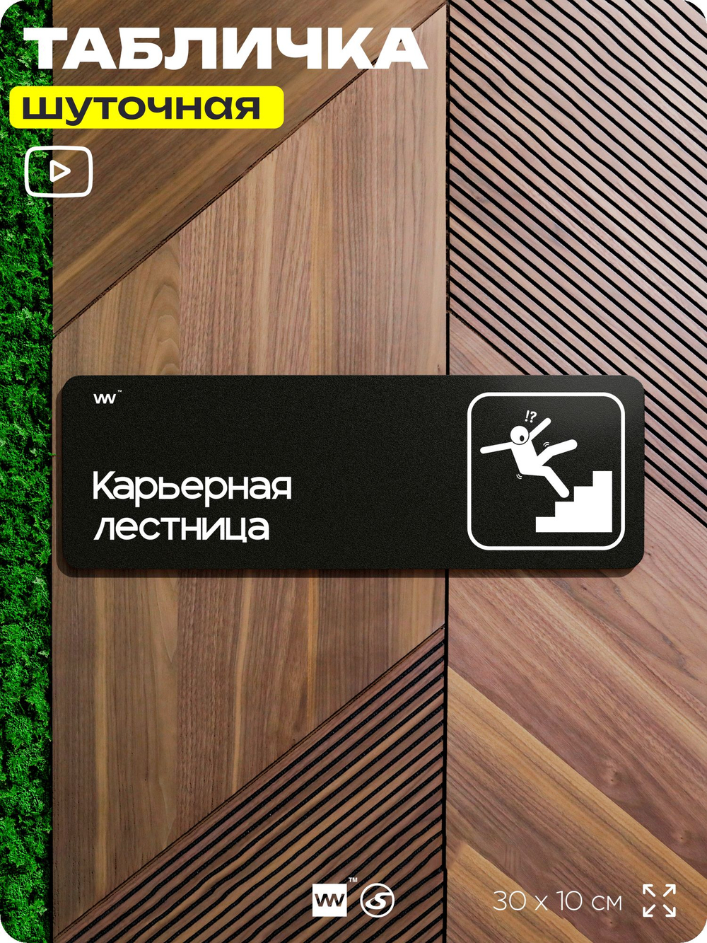 Табличка прикол на дверь для офиса "Карьерная Лестница", шуточная в комнату, смешная в кабинет, прикольная для дома, юмор для коллеги, 30х10 см, Айдентика Технолоджи
