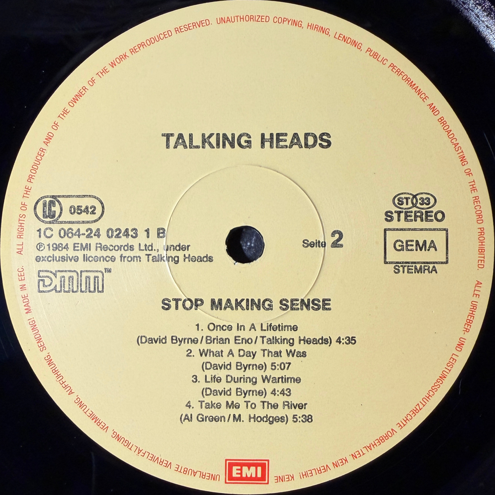 Talking Heads ‎– Stop Making Sense (Европа 1984г.)Т