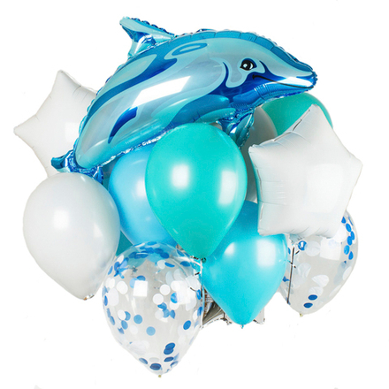 Букет шаров "Голубой дельфин"