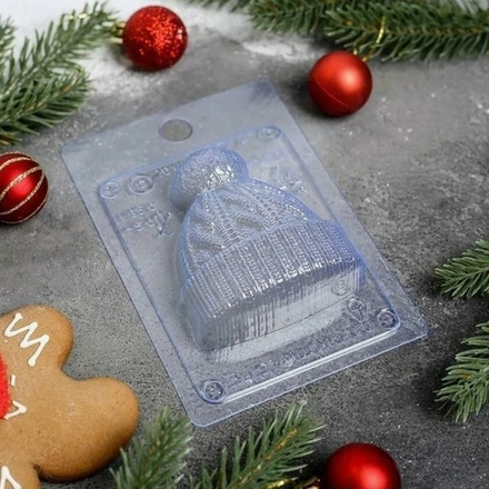 Пластиковая форма для шоколада новогодняя "Шапочка"