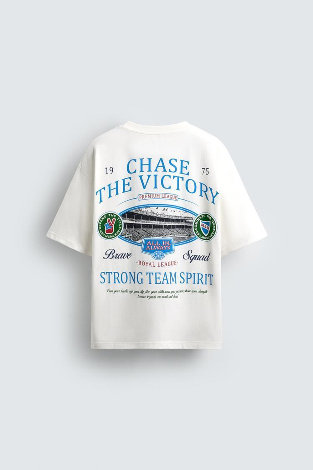 ZARA ФУТБОЛКА С КОНТРАСТНЫМ ПРИНТОМ, ЖЕЛТОВАТО-БЕЛЫЙ