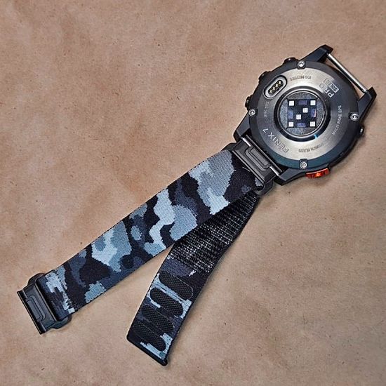 Ремешок TacFit 22 мм. для Garmin Fenix 7 / 6 / 5, Epix 2, Instinct / Instinct 2, Forerunner 9х5, Marq / Marq 2 нейлоновый быстросъемный Велкро (Камуфляж серый)