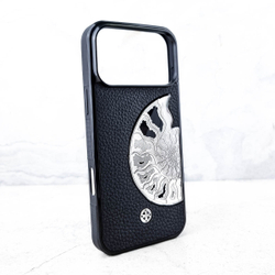 Дизайнерский чехол iPhone с ракушкой аммонит - Euphoria HM Premium - натуральная кожа, ювелирный сплав