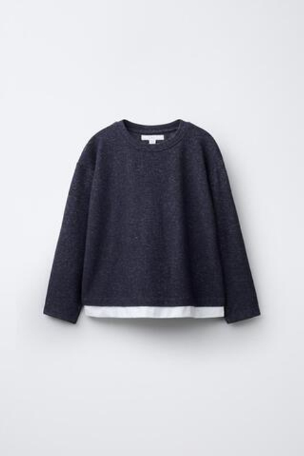 ZARA СВИТЕР С МЯГКИМ КОНТРАСТНЫМ НИЗОМ, МОРСКОЙ СИНИЙ