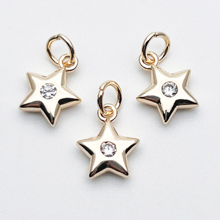 Подвеска Звезда, цвет золото, фианит, размер 10,5*8,5 мм, цена за 1 шт