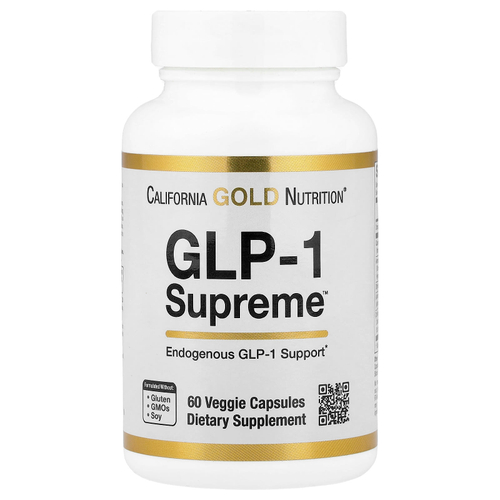 California Gold Nutrition, GLP-1 Supreme™, добавка с аккермансией, берберином, кверцетином и куркумином, 60 растительных капсул