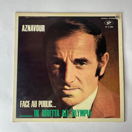 Винтажная виниловая пластинка LP Charles Aznavour Шарль Азнавур Face Au Public In Diretta All Olympia (Италия 1969)