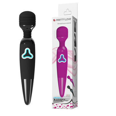 Черный перезаряжаемый вибромассажер для тела Body Wand (7 режимов) (Цвет: черный)