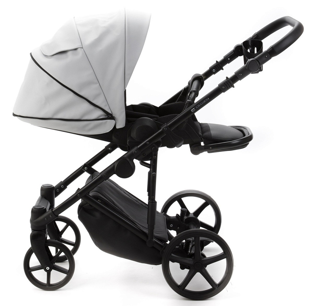 Детская коляска Adamex Zico Deluxe New 3 в 1 ZN-SA03 СВЕТЛО-СЕРАЯ КОЖА