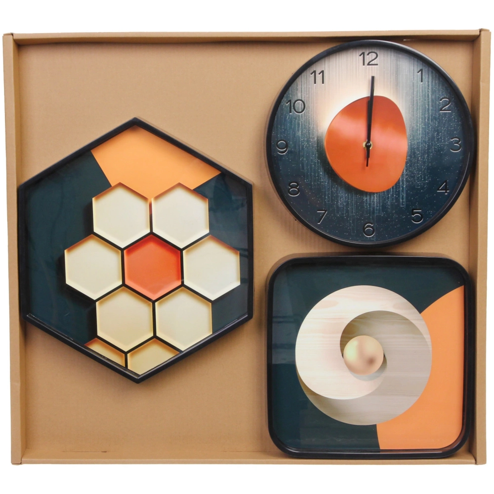 Часы настенные + пано 2шт «HOME STYLE» Абстракция, черный корпус