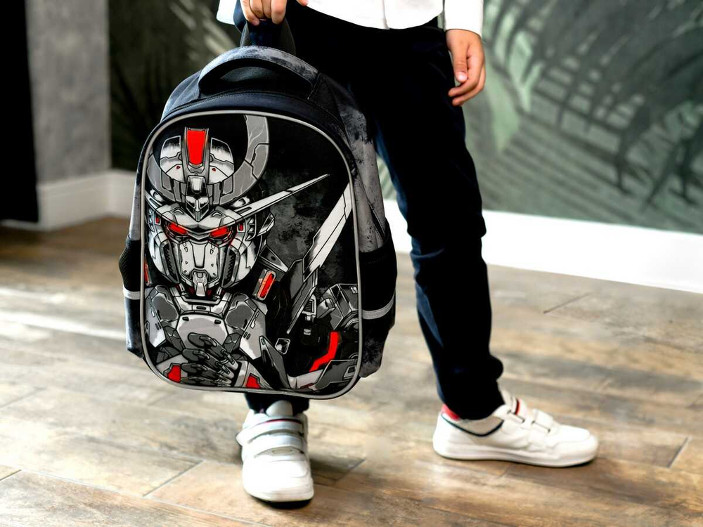 Ранец школьный, Феникс+, 27,5x37,5x14,5 см, полиэстер, ЭВА-панель, сублимационная печать, цветной светоотражающий рант, 1 отделение (-я)