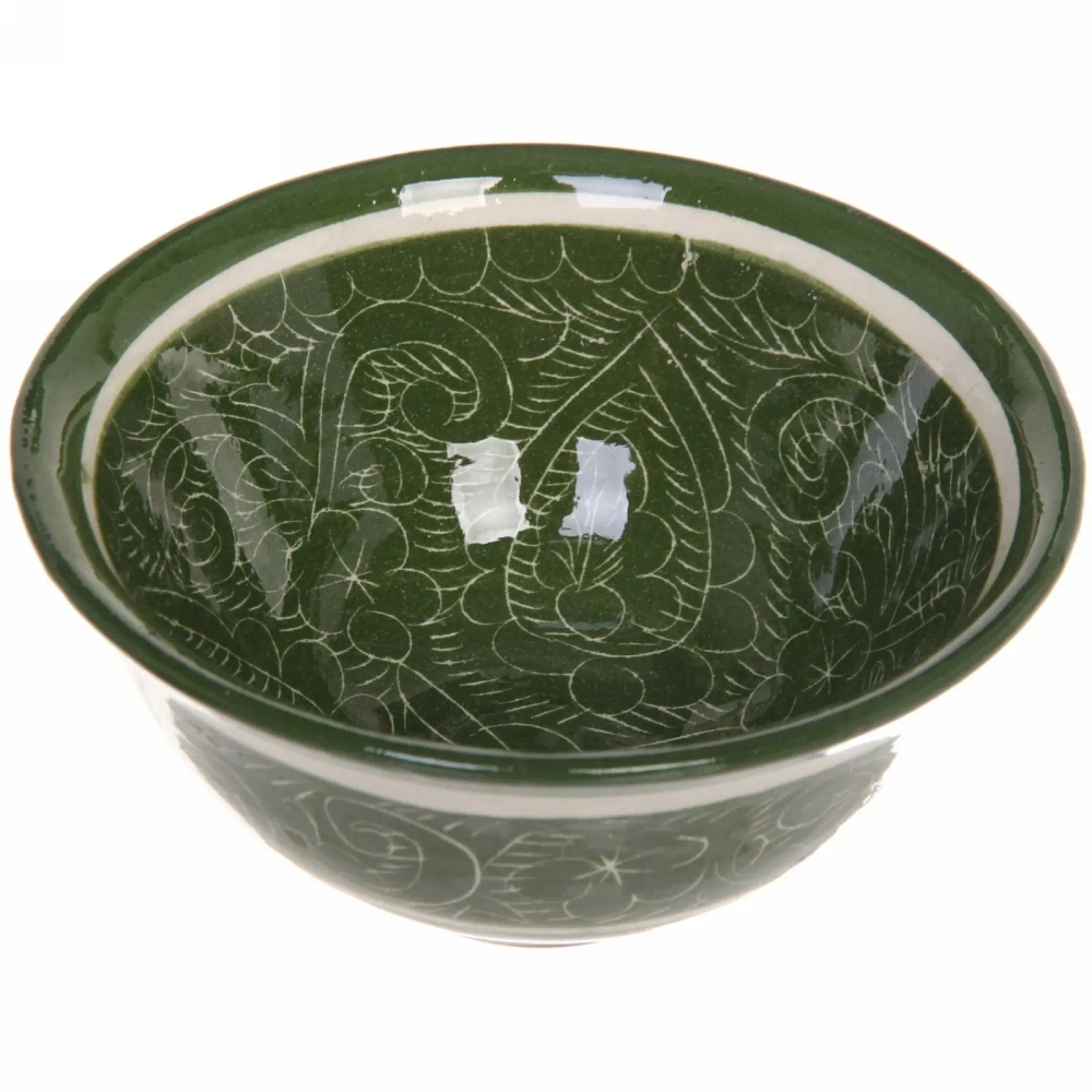 Чайный набор 9 предметов Зеленый (блюдо, чайник, пиала 6шт) Риштанская керамика