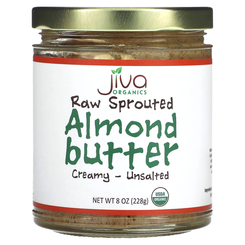 Jiva Organics, Необработанное масло из ростков миндаля, несоленое сливочное масло, 228 г (8 унций)