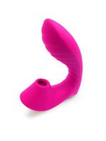 Ярко-розовый вибромассажер с вакуумной стимуляцией клитора (Цвет: ярко-розовый)