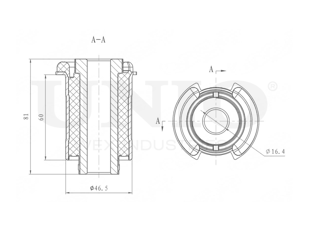 Сайлентблок задний заднего нижнего рычага UNIO RMP-20618