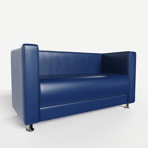 Диван прямой офисный из эко кожи с подлокотниками Пауза A11 (Синий)