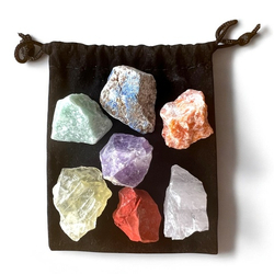 Чакровый набор коллекционных камней. Горный хрусталь, солнечник, красная яшма, цитрин, кварцит, лазурит, аметист