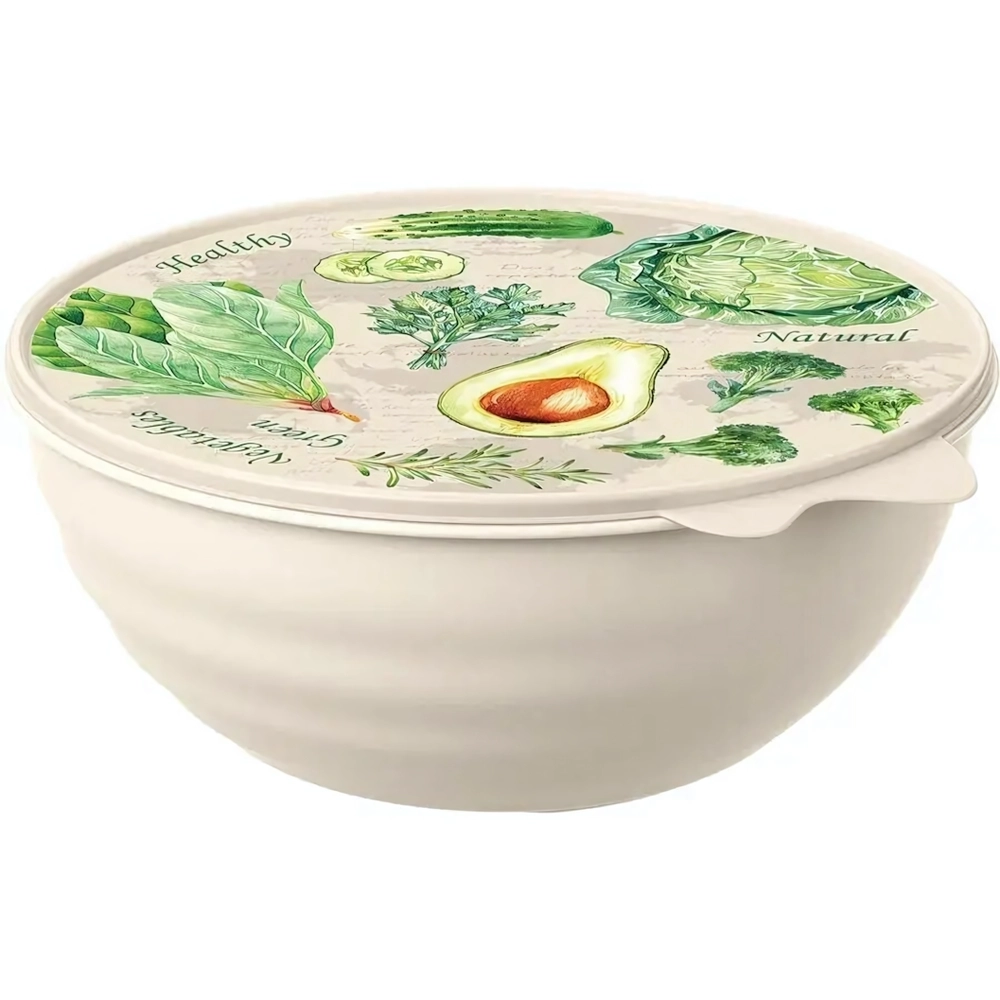 МИСКА С КРЫШКОЙ С ДЕКОРОМ WAVE 3,7Л (Бежевый)
