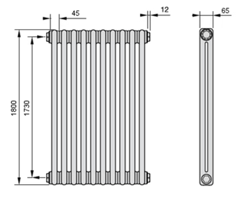 Радиатор Arbonia 2180 - 6 секций нижнее подключение №69 твв, 1/2", RAL 9016 (белый)