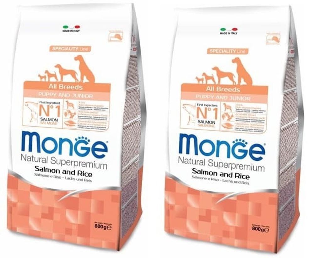 Monge НАБОР АКЦИЯ 1+1 Dog Speciality Puppy&amp;Junior корм для щенков всех пород лосось 800г