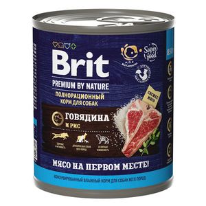 Консервы Brit Premium с говядиной и рисом для взрослых собак всех пород