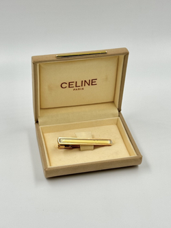 Зажим для галстука с жёлтой вставкой Celine