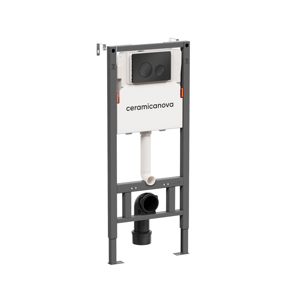 Система инсталляции для унитазов CERAMICANOVA Balance с кнопкой смыва Circle, цвет черный матовый, с креплениями, арт.CN121001MB