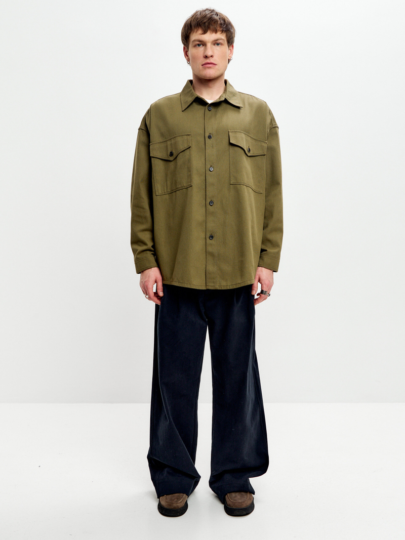 Рубашка унисекс джинсовая хаки