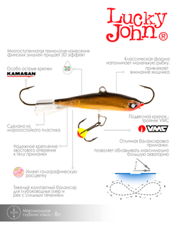 Балансир Lucky John NORDIC 4 с тр. 40мм/10H блистер