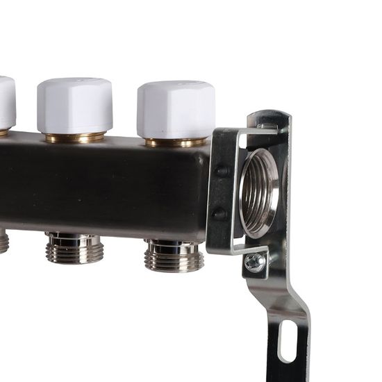Коллектор Rommer 1"x3/4" на 8 контуров с запорными клапанами (нерж. сталь) RMS-3200-000008