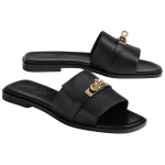 Hermes Giulia leather classic Shoe Buckle slippers Women's Black, H232129Z 02