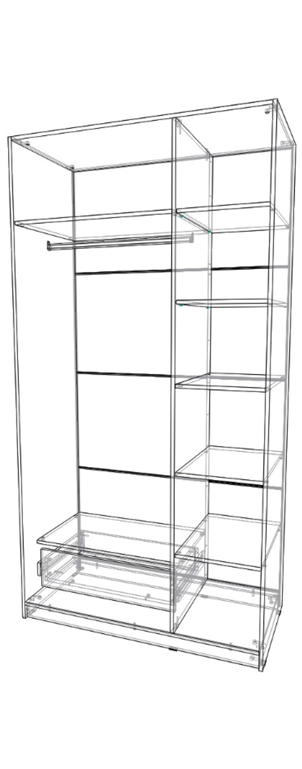 шкаф трёх створчатый 600×1200×2300 левый Вектор+