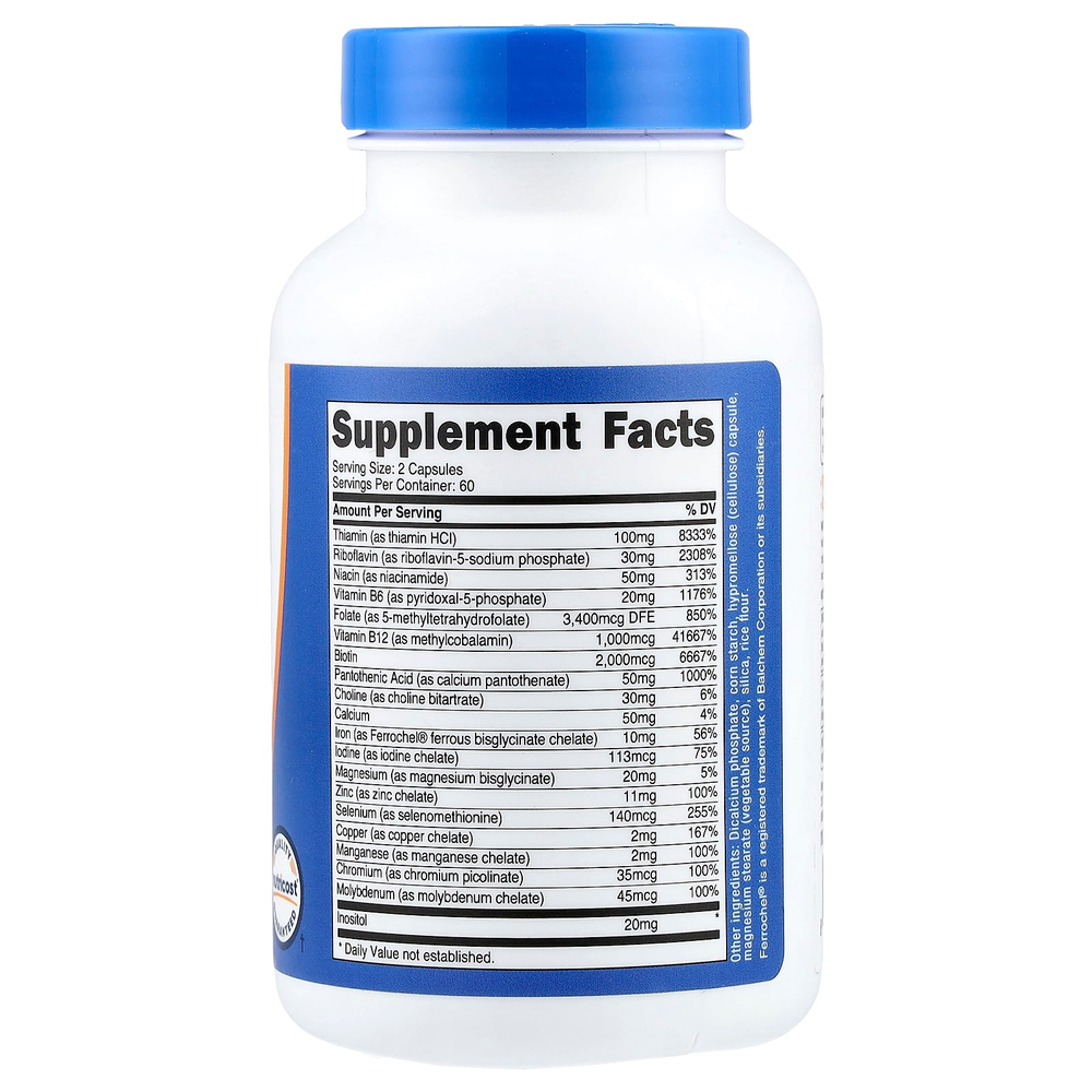 Nutricost, комплекс метилированных витаминов группы B, 120 капсул