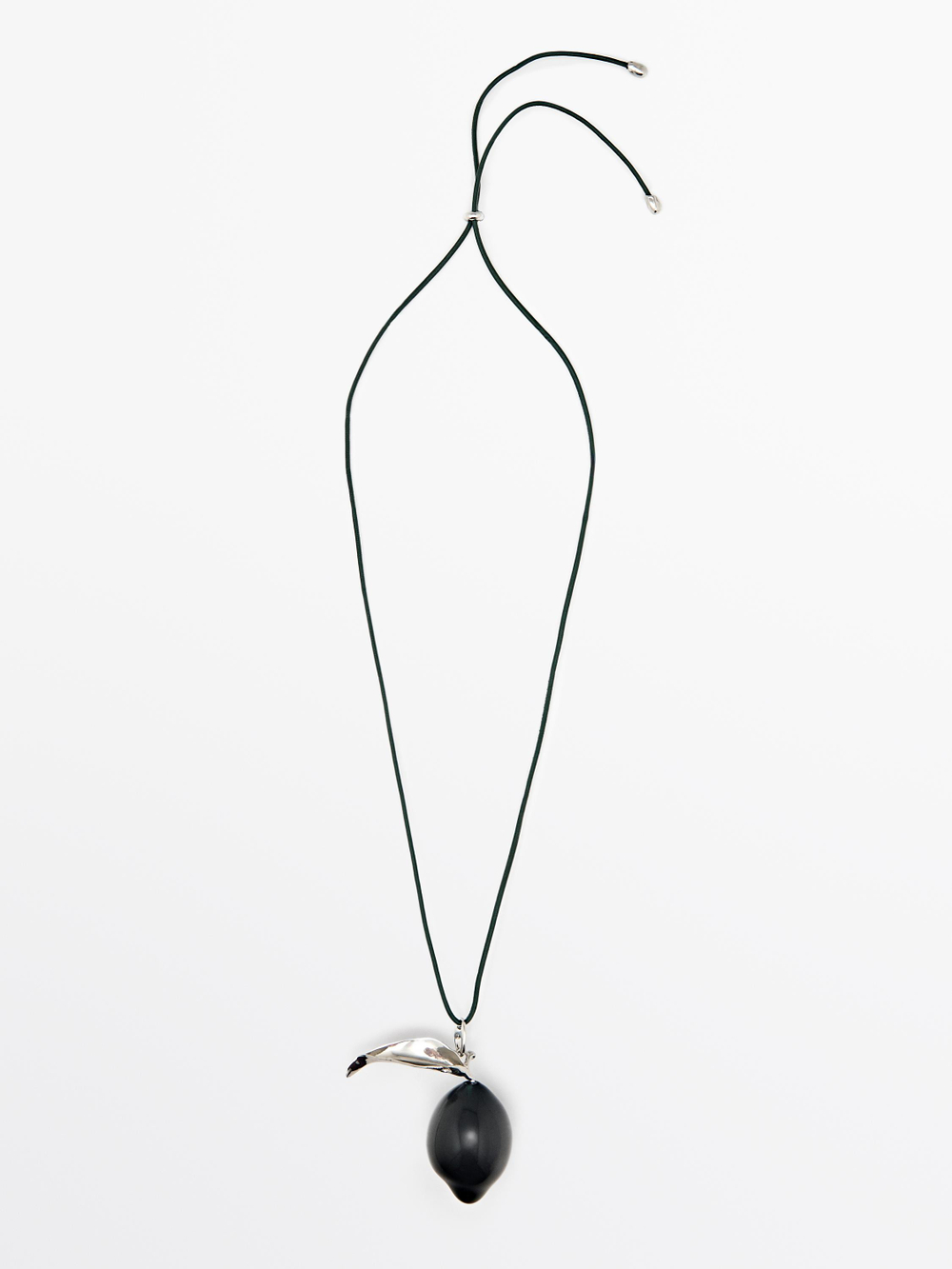 Massimo Dutti Подвеска на кожаном шнурке, серебряный