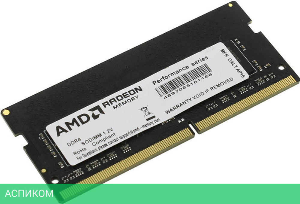 Оперативная память AMD Radeon R7 Performance Series 16GB DDR4 Black Bulk (R7416G2606S2S-UO)