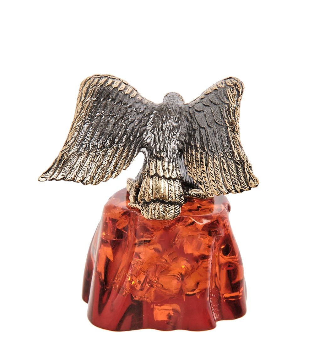 Народные промыслы AM-1243 Фигурка «Орел на скале со змеёй» (латунь, янтарь)