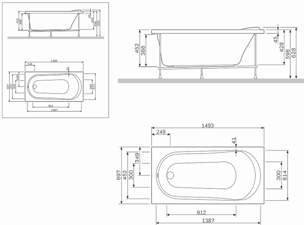 Фронтальная панель для ванны AM.PM Joy/Spirit 150 W85A-150-070W-P Белая