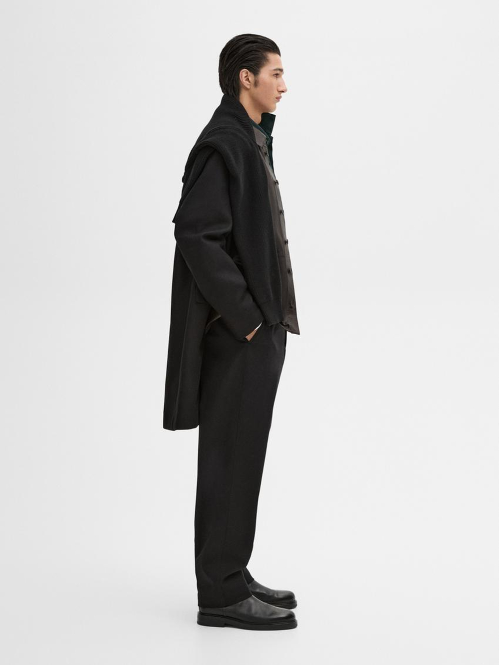 Massimo Dutti Брюки прямого кроя из смесового хлопкового твила, темно-синий